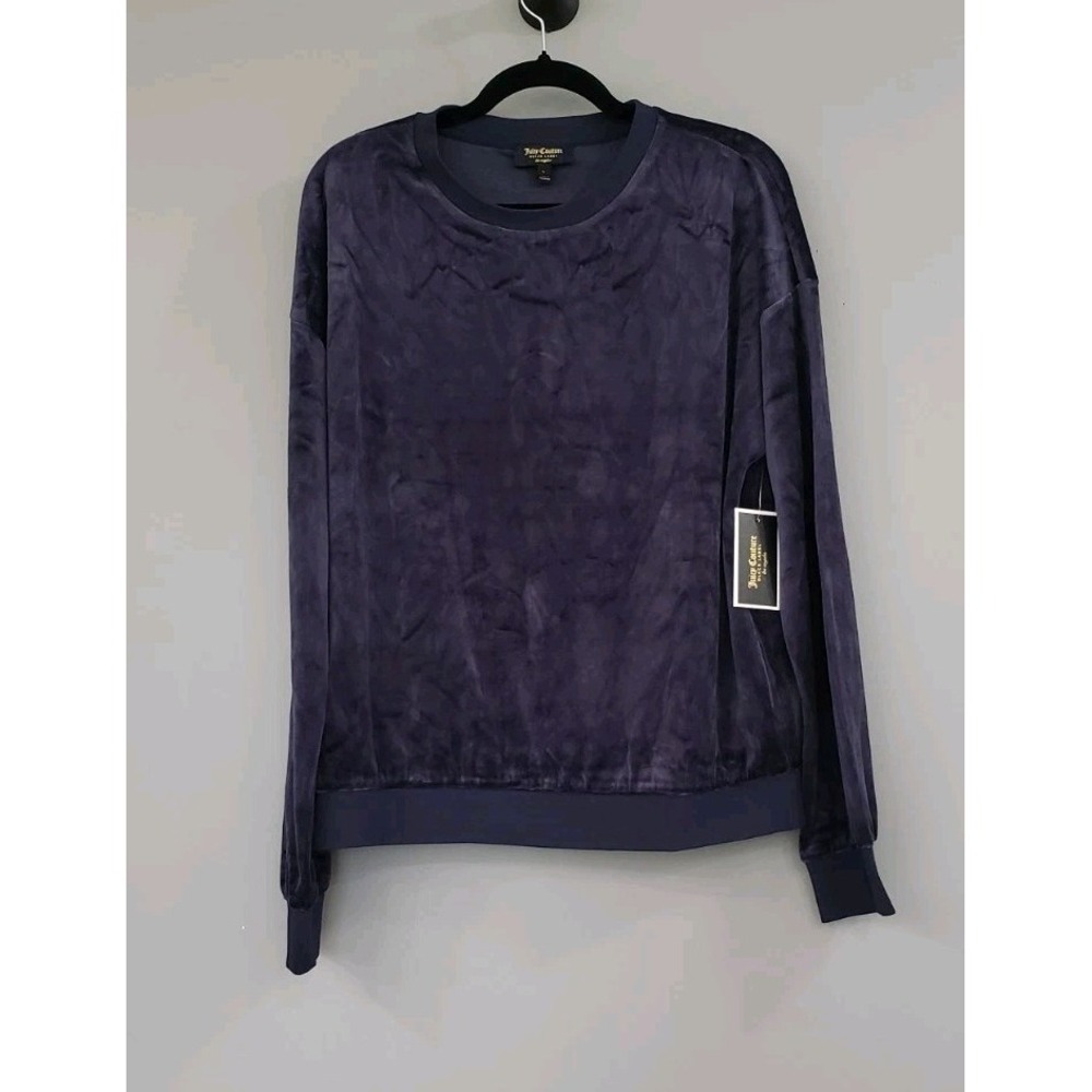 NEW Juicy Couture Sweatshirt Black Label Velour Pullover lounge REGAL